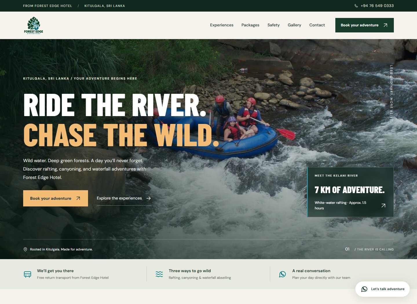 Screenshot of the Forest Edge Adventure website