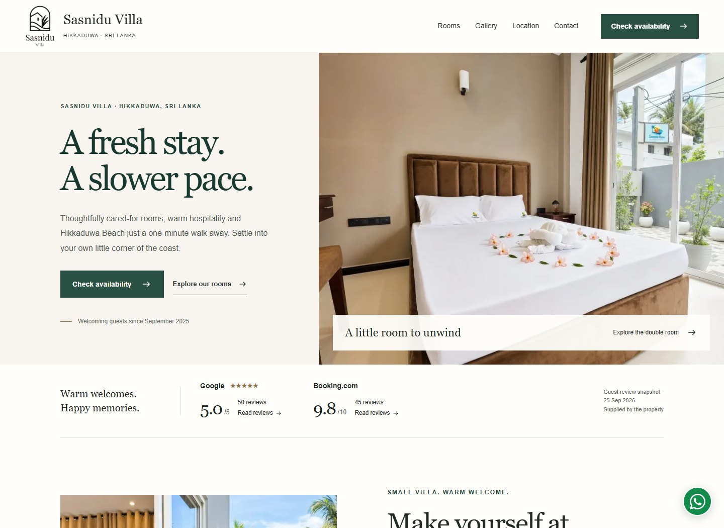 Screenshot of the Sasnidu Villa website