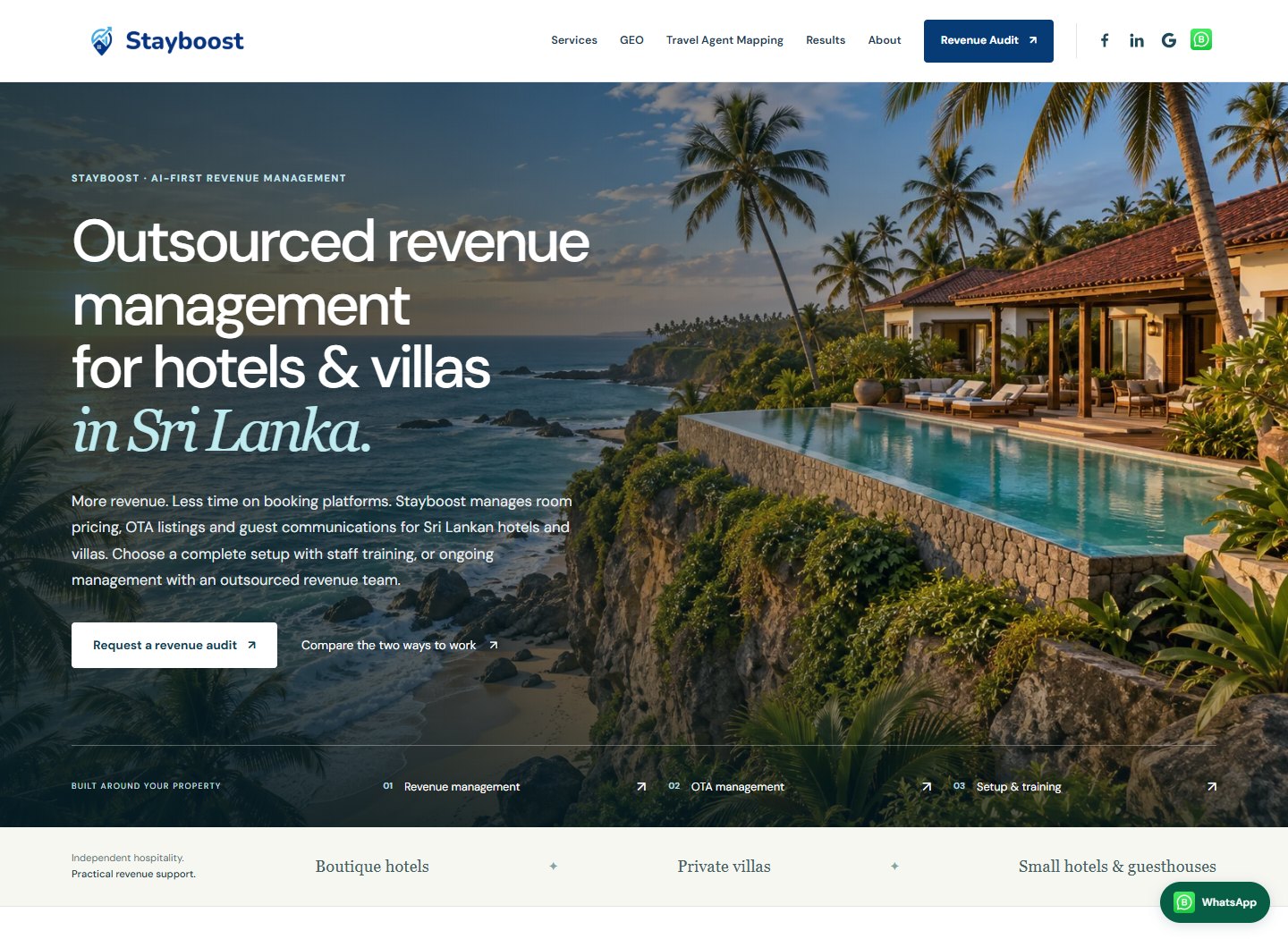 Screenshot of the Stayboost website